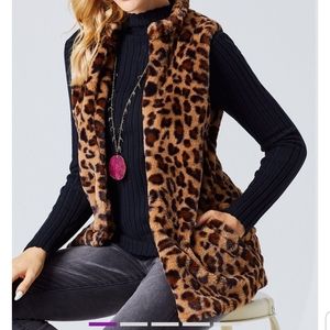 Cheetah print faux fur vest
